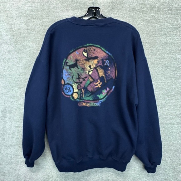 VTG 90s Crazy Shirts Hawaii Sweatshirt Ki'i Pohaku Stone Art Print Crewneck L - Picture 10 of 14